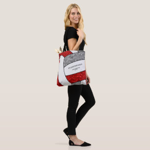 red grey team colours girls volleyball coach tote bag