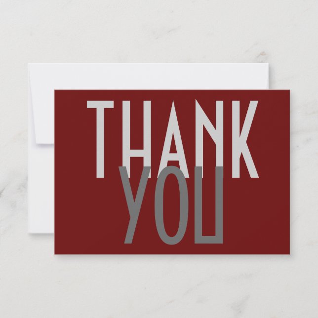 Red Grey Thank You Modern Minimalist Plain Card (Front)