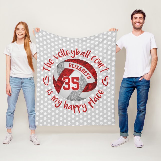 red grey The volleyball court is my happy place Fleece Blanket (In Situ)