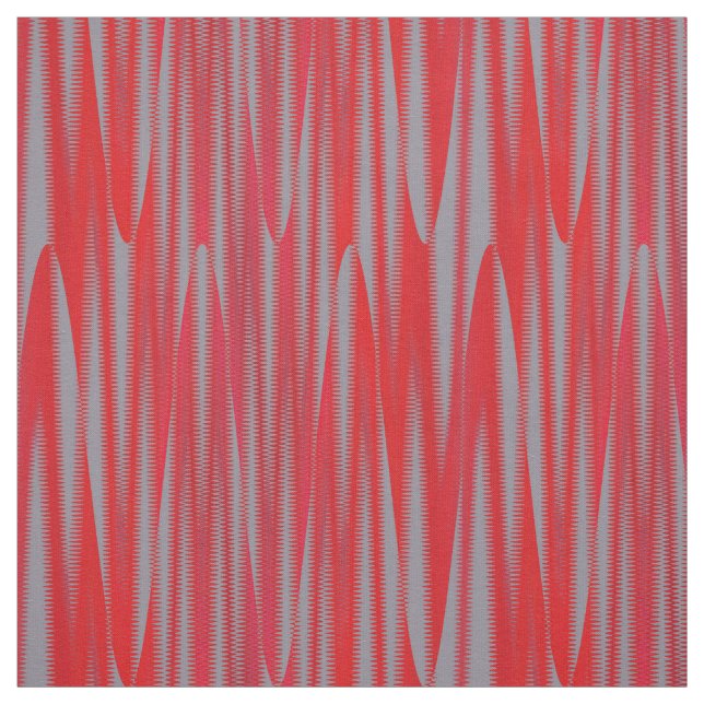 Red Grey Vertical Stripe Geometric Print Pattern Fabric (Swatch)