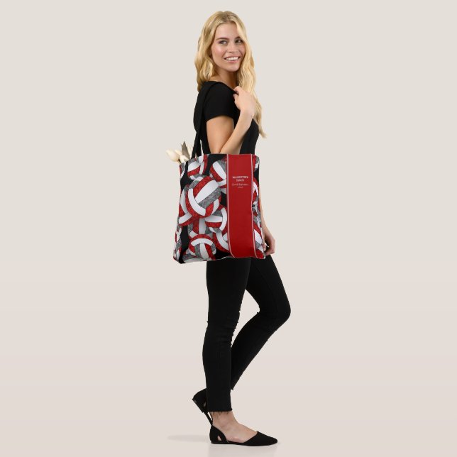 red grey volleyball season team colours gifts tote bag (On Model)