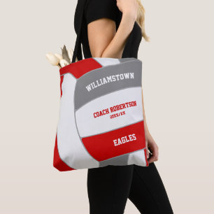 red grey volleyball team colours coach gifts tote bag