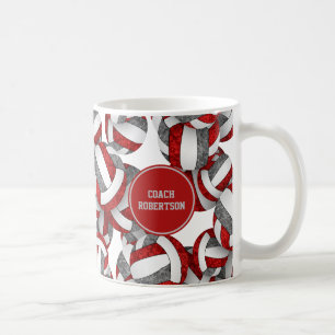 red grey volleyball team colours coach name coffee mug