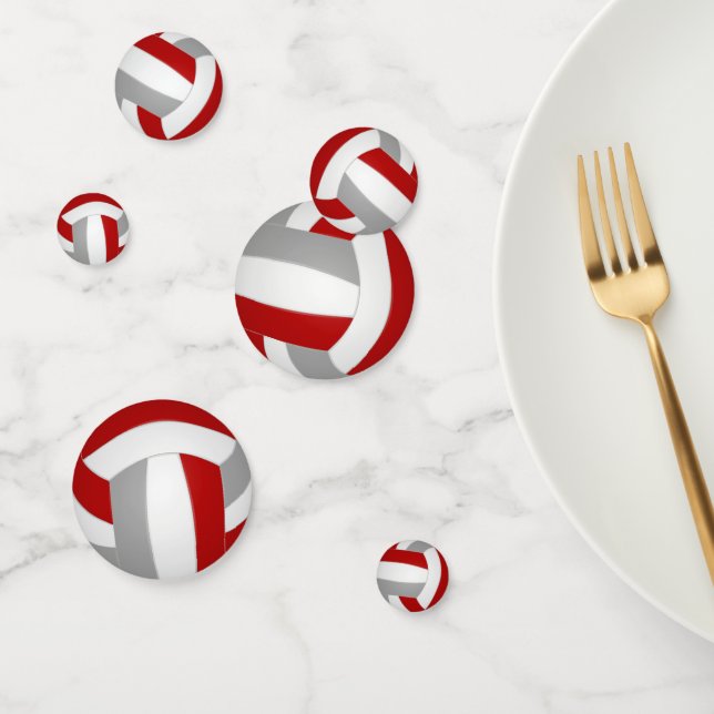 red grey volleyball team colours sports party confetti (Group)