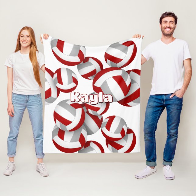 red grey volleyballs girls sports room decor fleece blanket (In Situ)