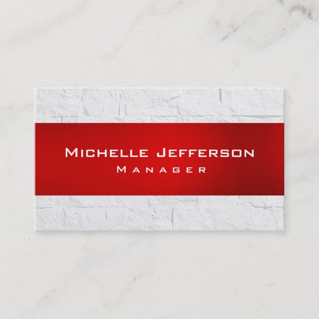 Red Grey Wall Brick Pattern Manager Business Card (Front)