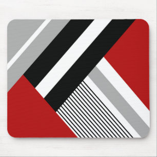 Red, grey, white and black geometric shapes mouse mat