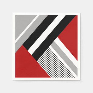 Red, grey, white and black geometric shapes napkin