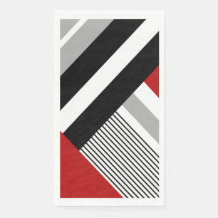 Red, grey, white and black geometric shapes napkin