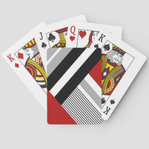 Red, grey, white and black geometric shapes playing cards