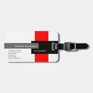 Red Grey White Black Minimalist Modern Plain Luggage Tag