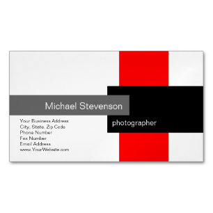 Red Grey White Black Minimalist Modern Plain Magnetic Business Card
