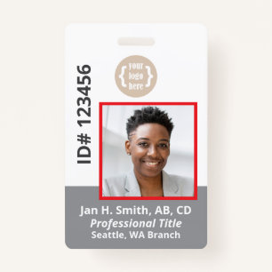 Red Grey White Employee Photo ID Card ID Badge