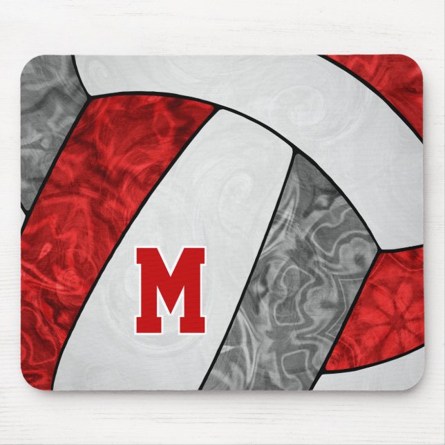 red grey white volleyball team colours girls mouse mat (Front)
