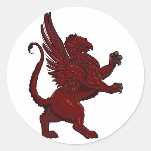 Red Griffin Classic Round Sticker