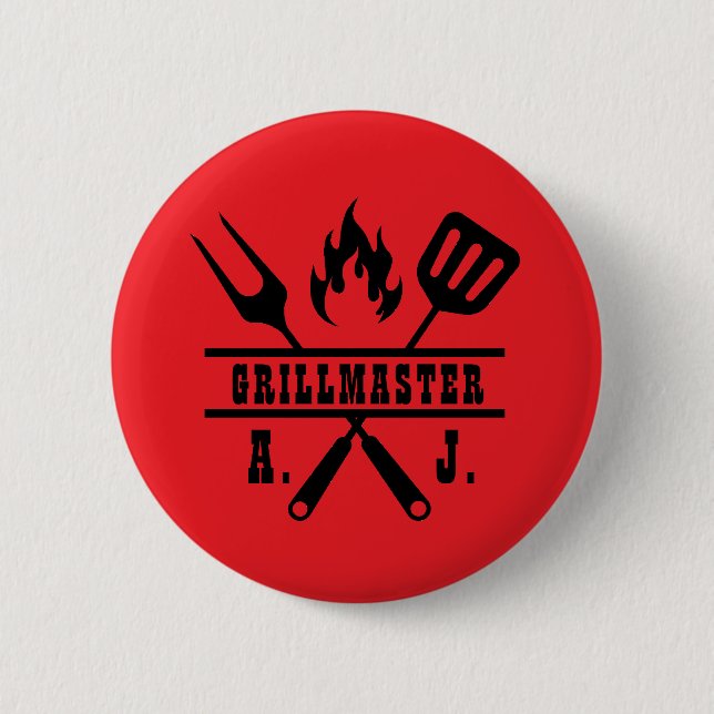 Red Grillmaster Utensil  6 Cm Round Badge (Front)