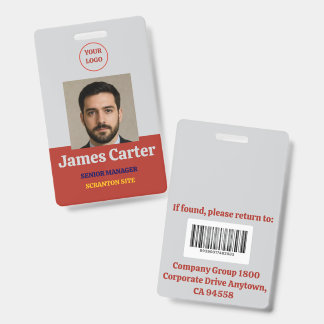 Red-Gris | Employee Photo ID Company Security Badge