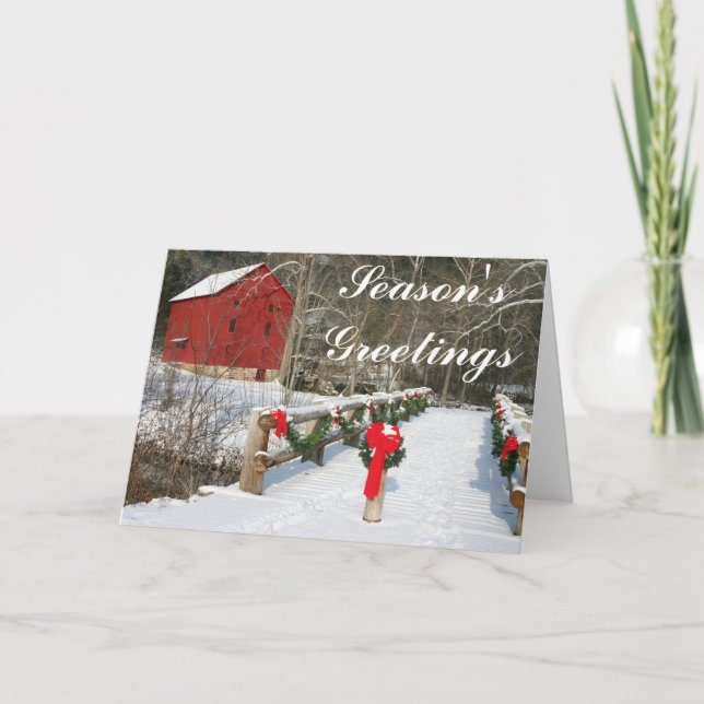 Red Grist Mill Personalised Holiday Card (Front)