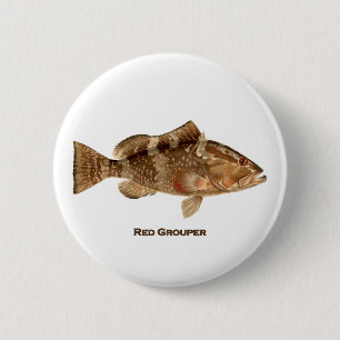 Red Grouper Fish 6 Cm Round Badge