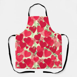 Red growing hearts in bloom all-over apron
