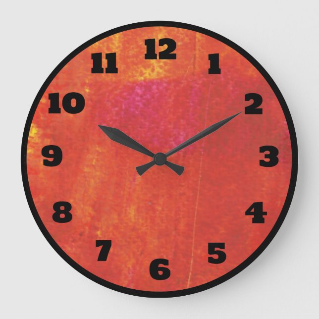 Red Grunge Abstract Artwork Large Clock (Front)