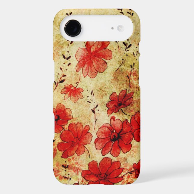 Red Grunge Floral iPhone 4 Case-Mate iPhone Case (Back)