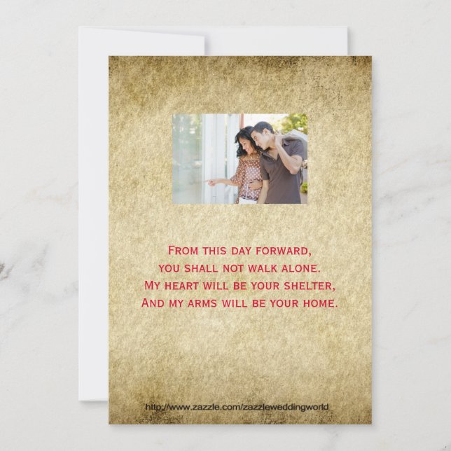 Red Grunge Old Vintage Wedding Invitation (Back)