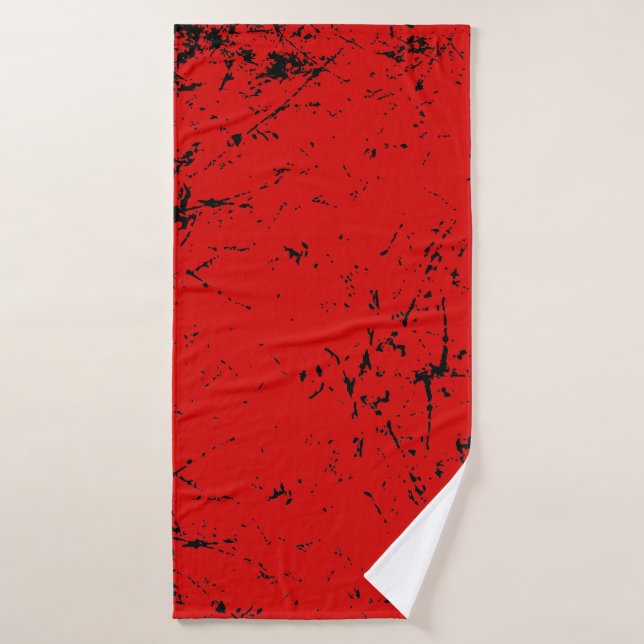 Red Grunge-style Bath Towel (Bath Towel)