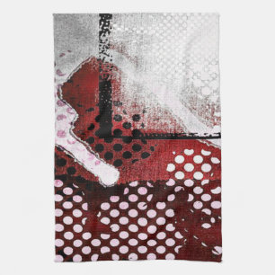 Red Grunge Tea Towel
