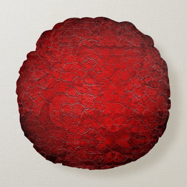 Red grunge texture black gradient round cushion (Front)