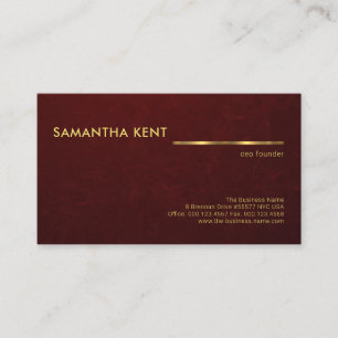 Red Grunge Texture Faux Gold Line Founder CEO Business Card