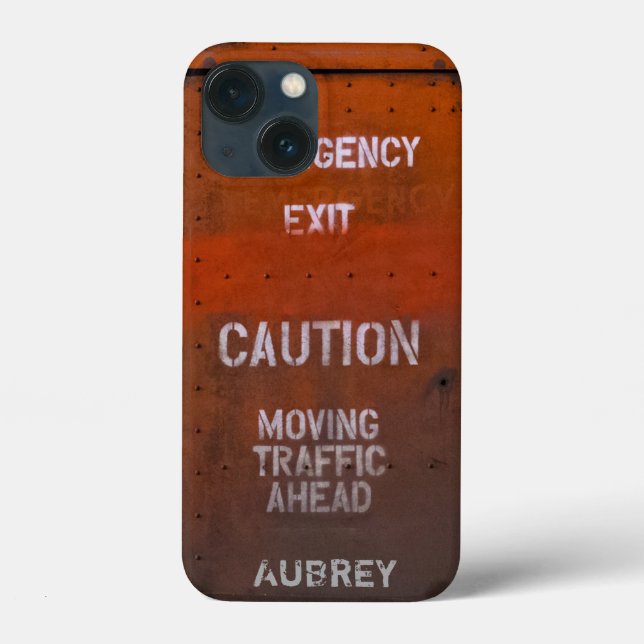 Red Grungy Emergency Exit Custom Name Case-Mate iPhone Case (Back)