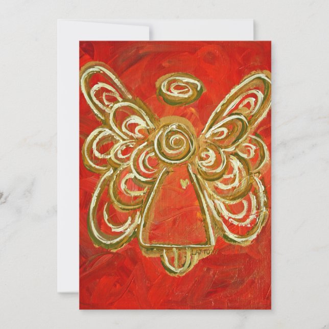 Red Guardian Angel Art Custom Invite or Invitation (Front)