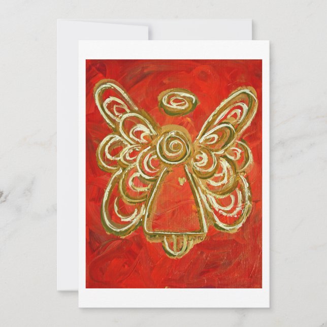 Red Guardian Angel Art Custom Invite or Invitation (Front)