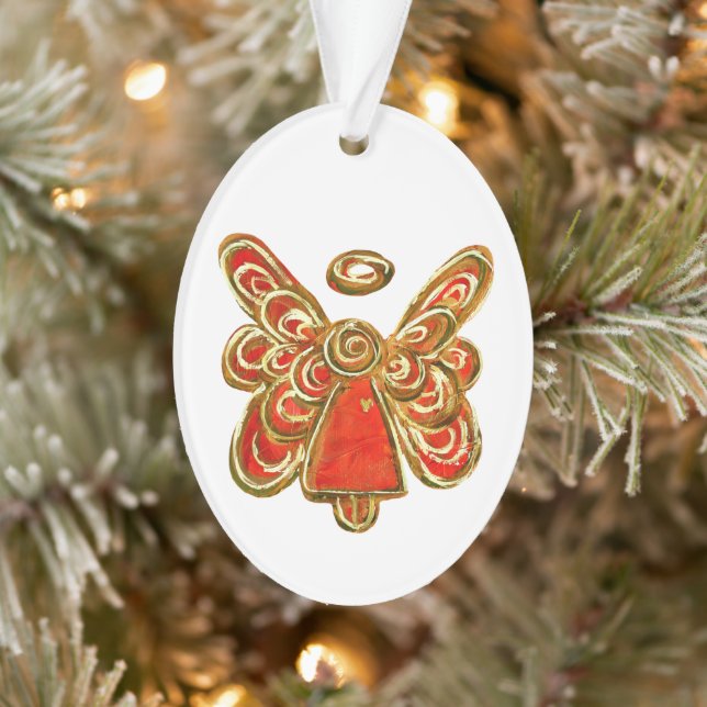 Red Guardian Angel Art Holiday Pendant Ornaments (Tree)