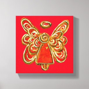 Red Guardian Angel Art Wrapped Canvas Painting