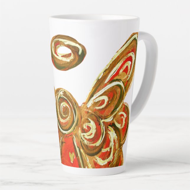 Red Guardian Angel Christmas Latte Coffee Mug Cup (Right Angle)