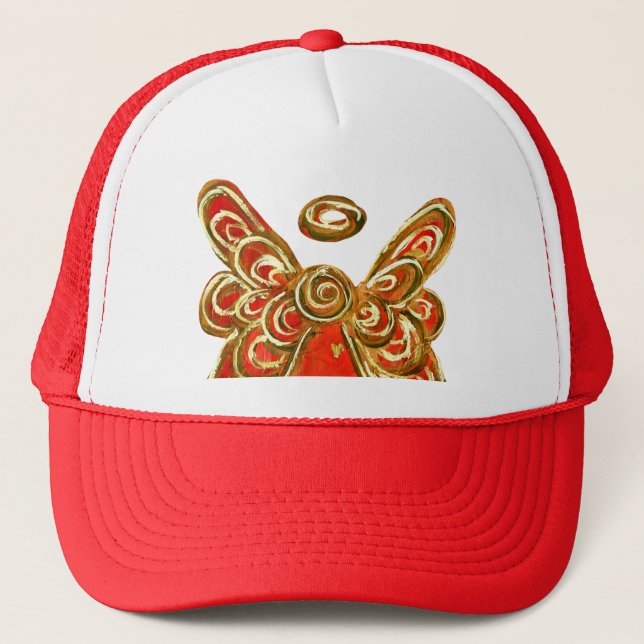 Red Guardian Angel Custom Art Hat or Cap (Front)