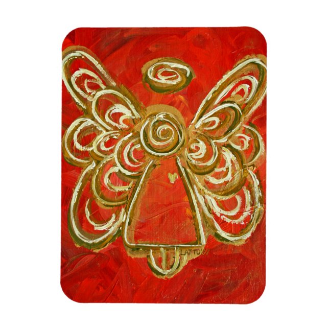 Red Guardian Angel Custom Magnet Art Painting (Vertical)