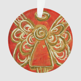 Red Guardian Angel Gift Holiday Ornament