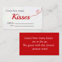 Red  "Guess How Many Kisses" Bridal Shower Game