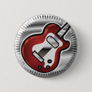 Red Guitar 6 Cm Round Badge
