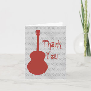 Red Guitar Grunge Thank You Card