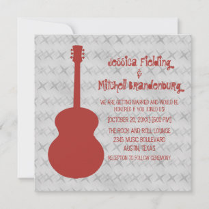 Red Guitar Grunge Wedding Invite