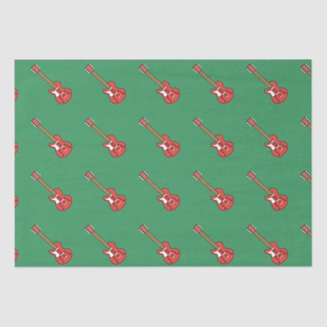 Red Guitar on Green Tissue Paper (Front)