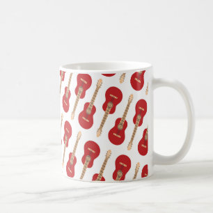 Red Guitar Pattern Coffee Mug