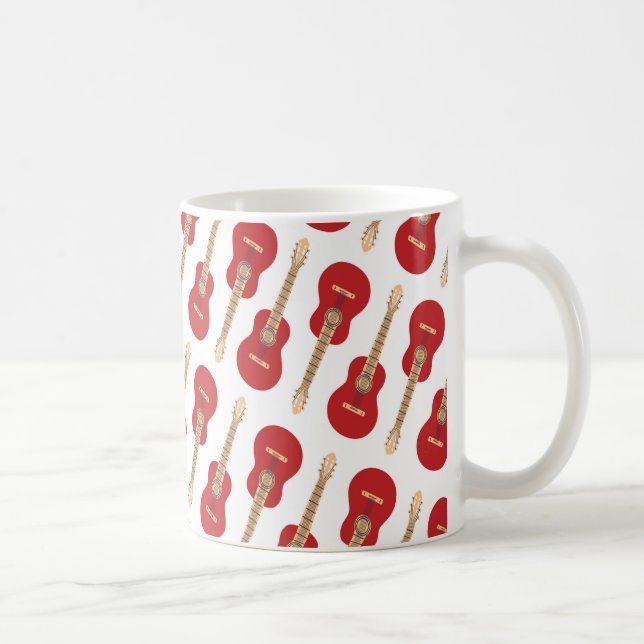 Red Guitar Pattern Coffee Mug (Right)