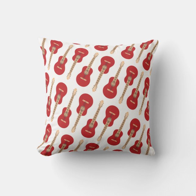 Red Guitar Pattern Cushion (Front)