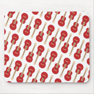 Red Guitar Pattern Mouse Mat