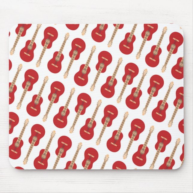 Red Guitar Pattern Mouse Mat (Front)